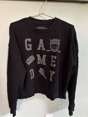 Black 'Game Day' Hockey Graphic Pullover Sweatshirt
